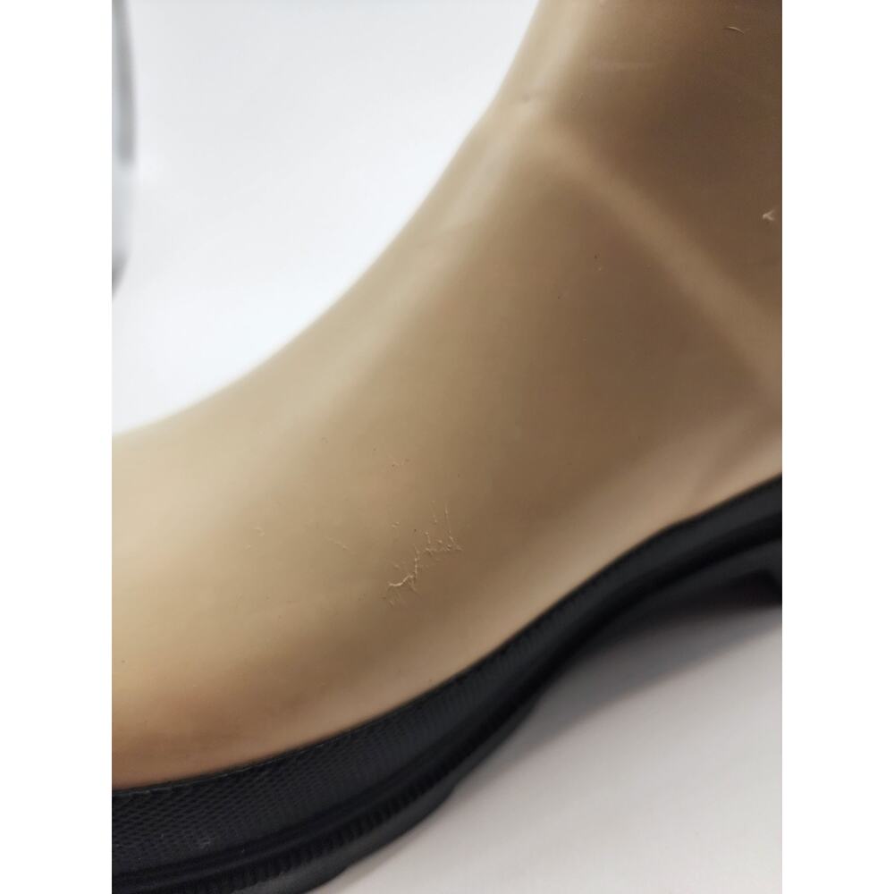 Time and Tru Womens Size 6 Chelsea Rain Boots Tan Beige Ankle Rubber Garden Boot - Picture 8 of 9